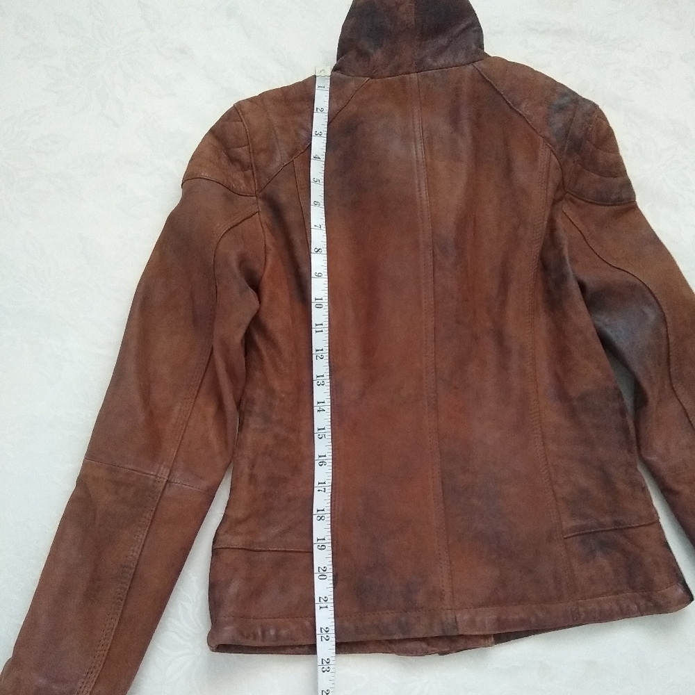 Wilsons Vintage leather biker asymmetric moto quilted shoulder distressed - Picture 7 of 7